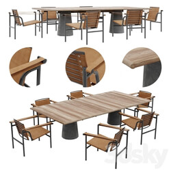 Table Chair Cassina LC1 Outdoor chair and Dine Out table 