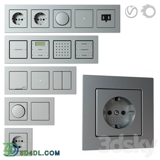 Miscellaneous Gira E22 set of sockets and switches