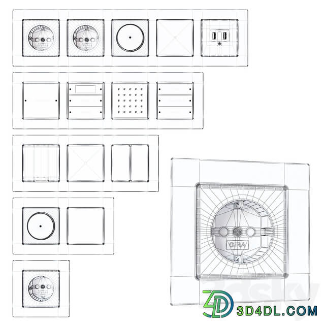 Miscellaneous Gira E22 set of sockets and switches