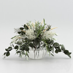 Bouquet of olives with eucalyptus and grass. 