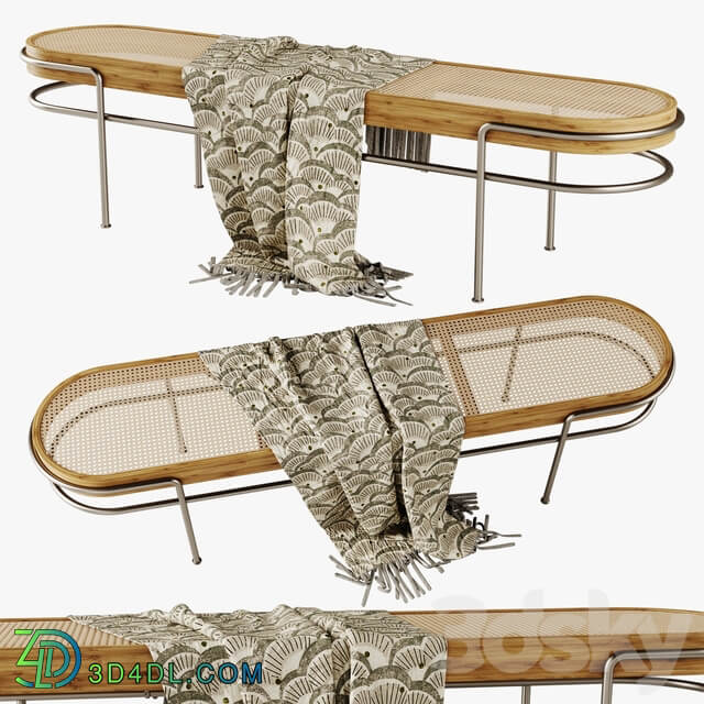 Rattan upholstered bench lounge 