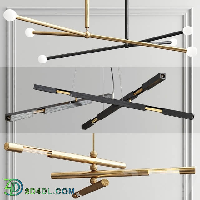 Brass System Chandelier 3 type Pendant light 3D Models