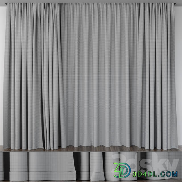 Beige curtains with a strip below