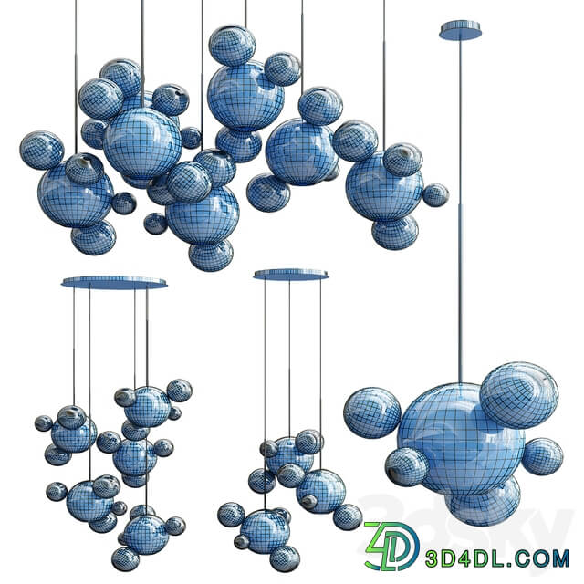 Four Exclusive Chandelier Collection 53 Milk Bubble Pendant light 3D Models