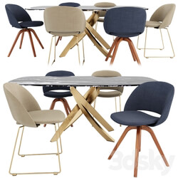 Table Chair Artistico table and Polo Covered chair by Bontempi 