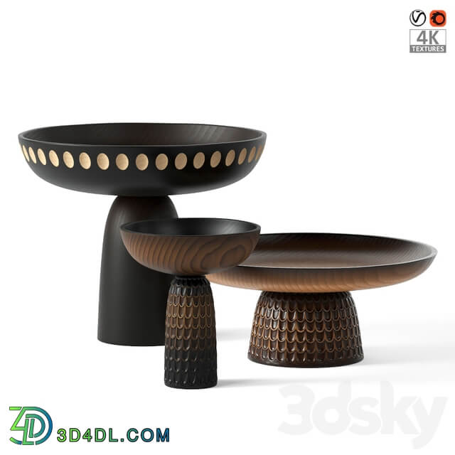 Wooden vases Zanat Nero Bowls 3D Models