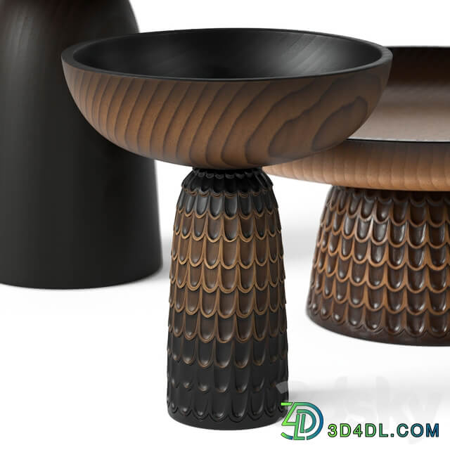 Wooden vases Zanat Nero Bowls 3D Models