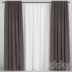 Brown curtains with tulle 