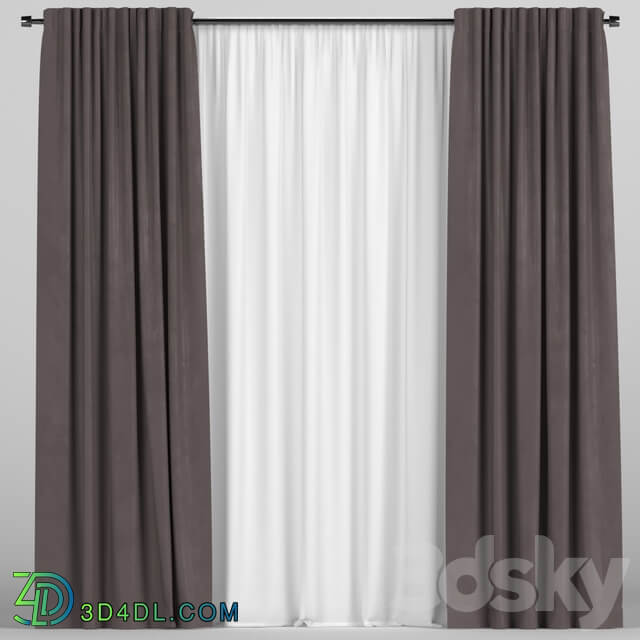 Brown curtains with tulle