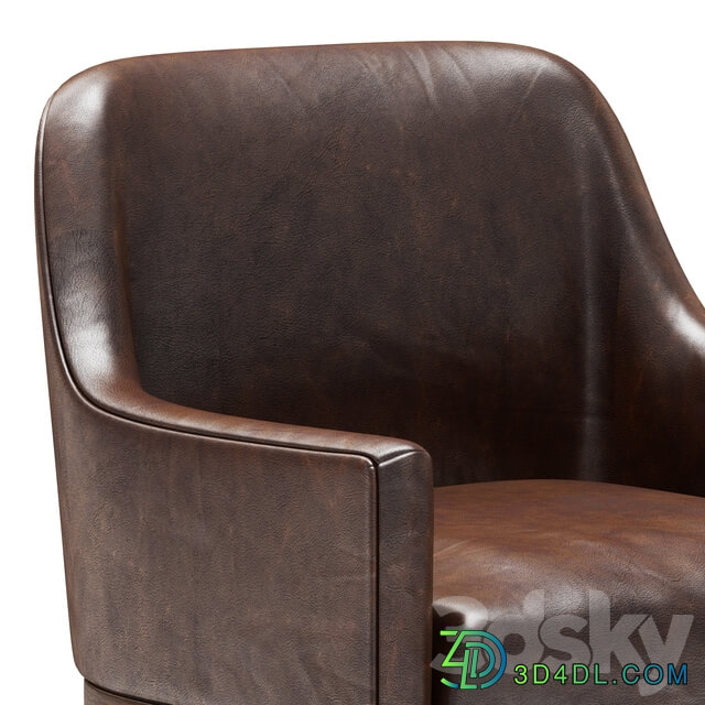 Restoration Hardware Morgan Curved Back Track Leather Armchair