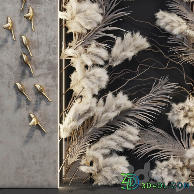 Decorative panel Birds Gold 3