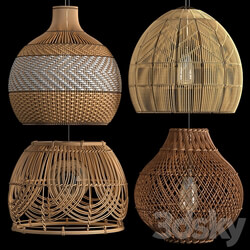 Four Rattan pendant lights Pendant light 3D Models 