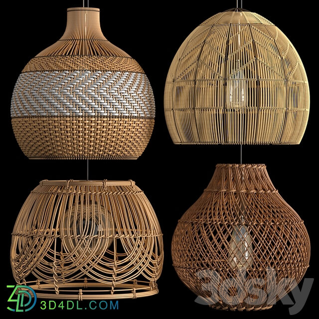 Four Rattan pendant lights Pendant light 3D Models