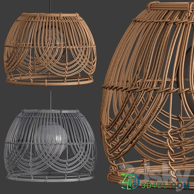 Four Rattan pendant lights Pendant light 3D Models