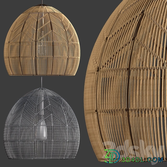 Four Rattan pendant lights Pendant light 3D Models