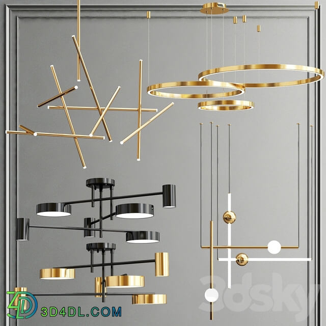 Collection of new minimalist chandelier 2 Pendant light 3D Models