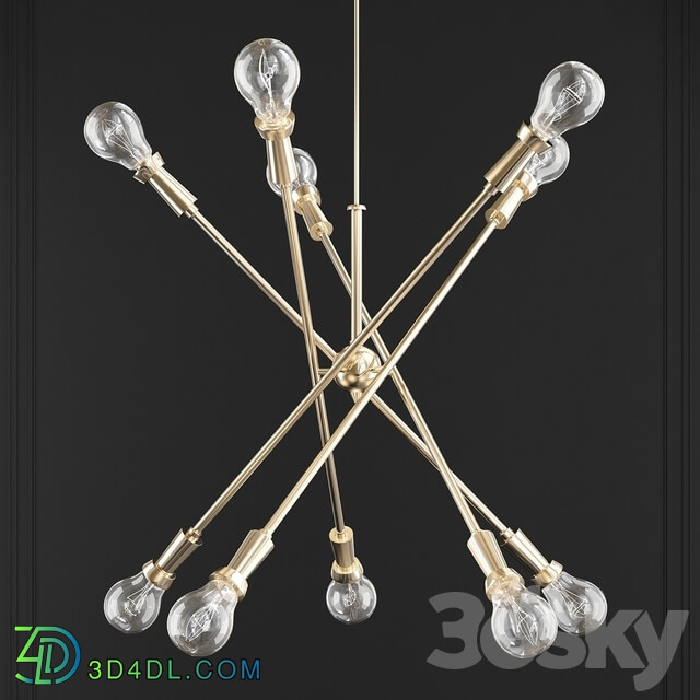 Kichler Armstrong 10 Light Large Chandelier in Natural Brass Pendant light 3D Models