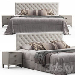 Bed Brunet Contemporary Button Tufted Fabric Queen Headboard Bed 