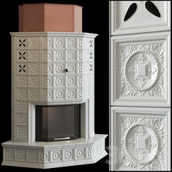 Corner stove with tiles 