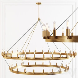 Restoration Hardware CAMINO VINTAGE FILAMENT 2 TIER CHANDELIER 63 Brass Pendant light 3D Models 