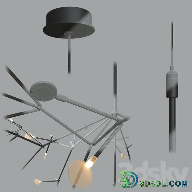 Chandelier Led Petals Black Pendant light 3D Models