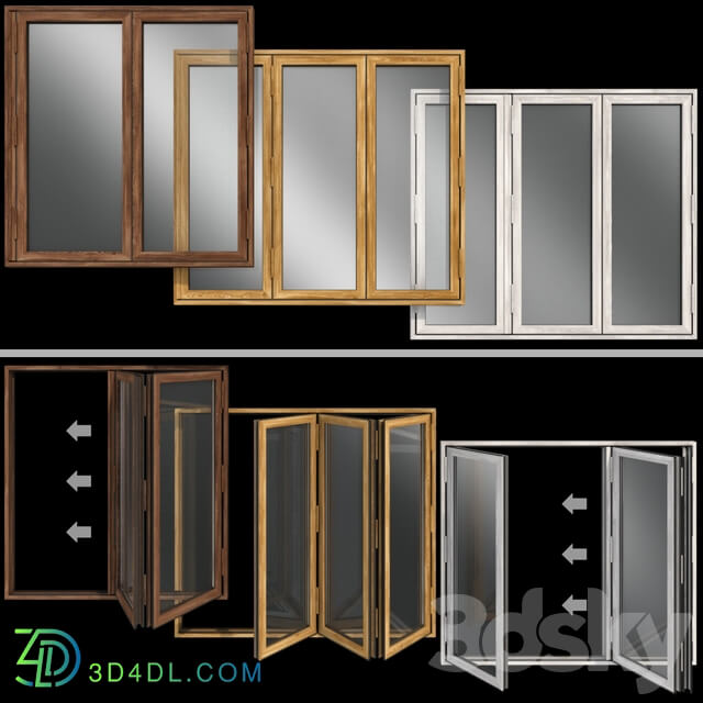 Folding stained Glass Wooden Doors