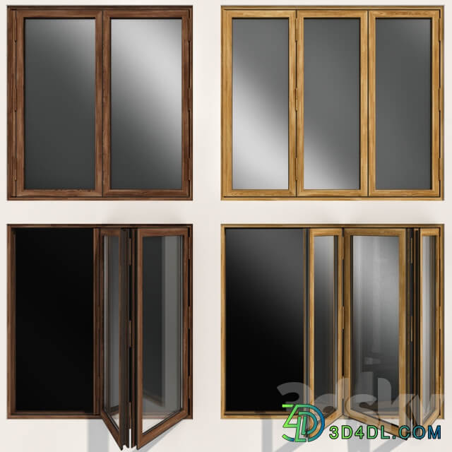 Folding stained Glass Wooden Doors