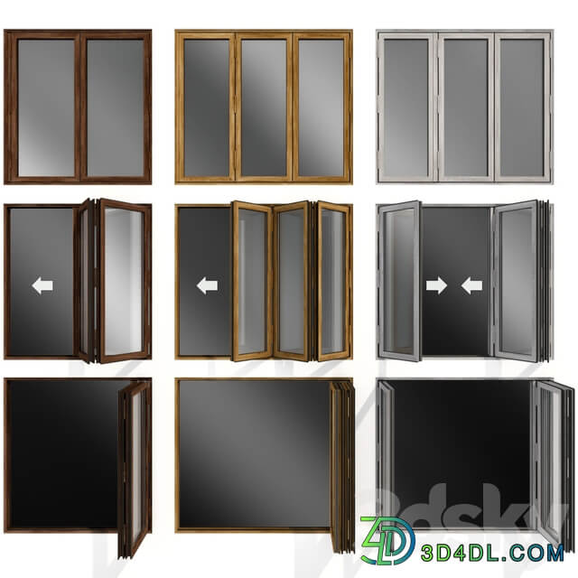 Folding stained Glass Wooden Doors