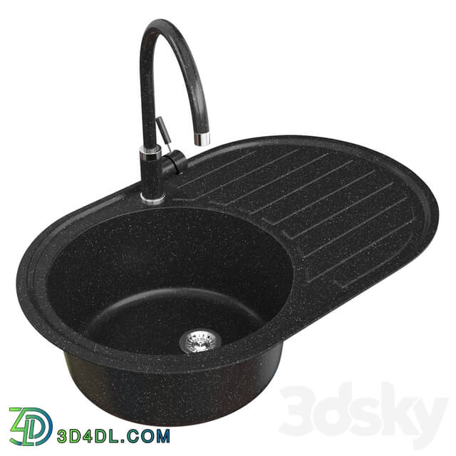 Fabiano Arc Black Sink and Faucet Fabiano Fkm Set