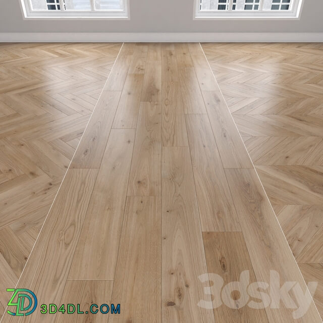 Wood Parquet Oak 3 types herringbone linear chevron.