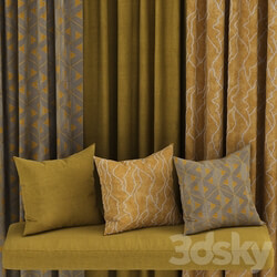 set of fabric materials in yellow tones 