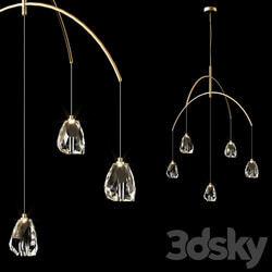 Faceted Crystal Five Light Chandelier Pendant light 3D Models 
