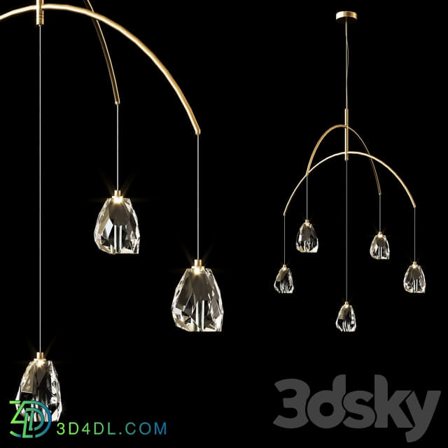 Faceted Crystal Five Light Chandelier Pendant light 3D Models