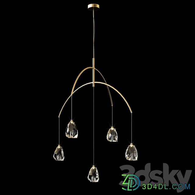 Faceted Crystal Five Light Chandelier Pendant light 3D Models