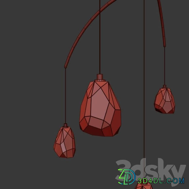 Faceted Crystal Five Light Chandelier Pendant light 3D Models