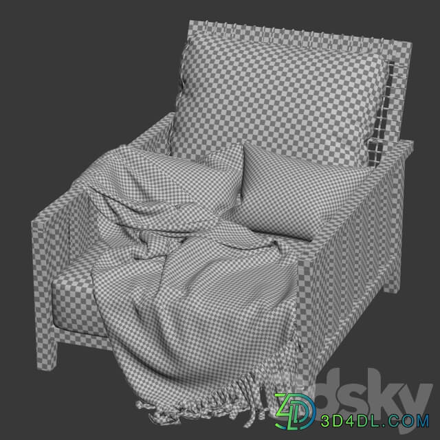 Wooden garden chair with plaid