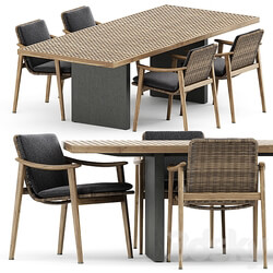 Table Chair Fynn Outdoor chair and Quadrado table by Minotti 