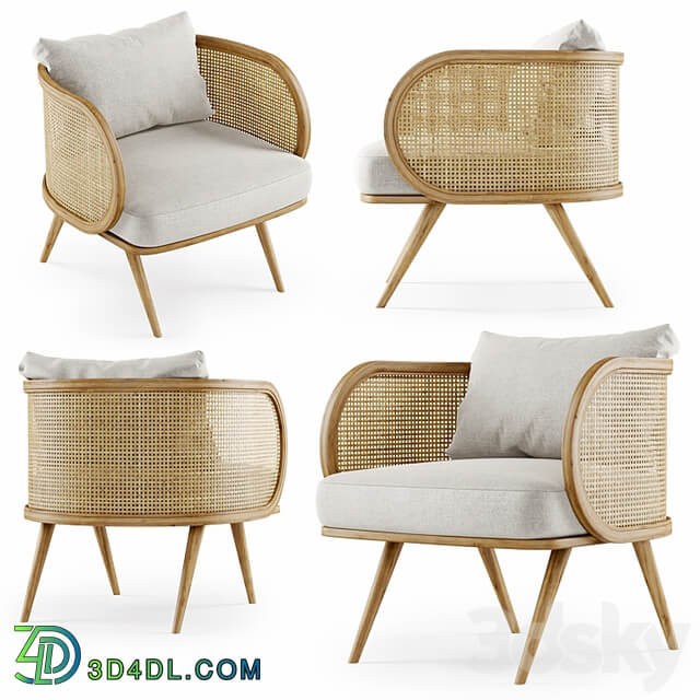 Wooden rattan lounge chair C20 by Bpoint Design / Rattan chair