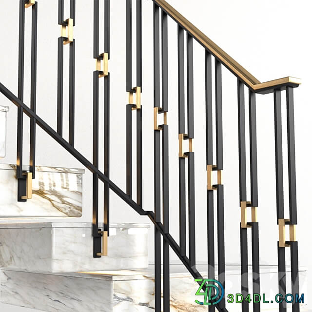 Art Deco marble staircase with lighting