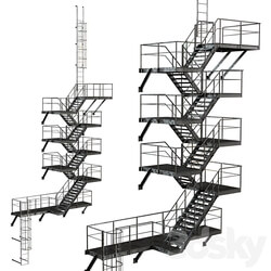 Metal Outdoor Fire Escape Stairs 