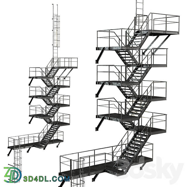 Metal Outdoor Fire Escape Stairs