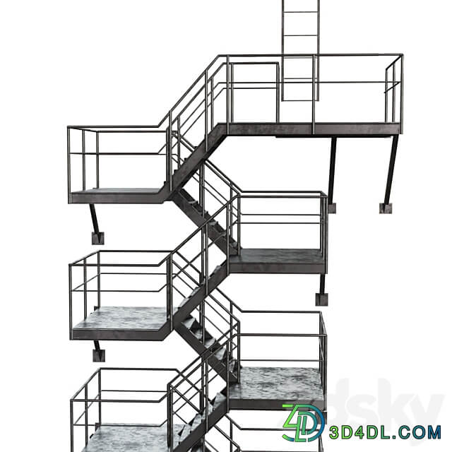 Metal Outdoor Fire Escape Stairs