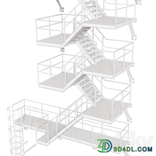 Metal Outdoor Fire Escape Stairs