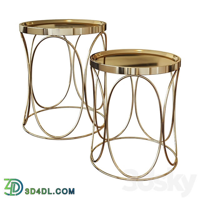 Set of two coffee tables with metal top A79100090 3D Models