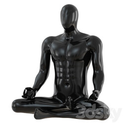 Male abstract mannequin sitting in yoga pose 110 