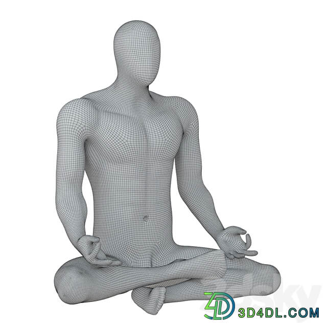 Male abstract mannequin sitting in yoga pose 110