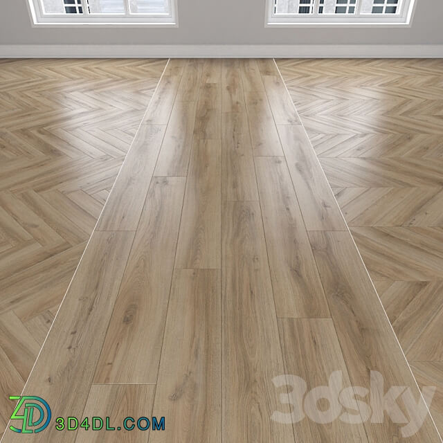 Wood Parquet Oak 3 types herringbone linear chevron