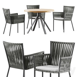 Outdoor garden wicker woven dining set Skyline design Bowline Table Chair 3D Models 