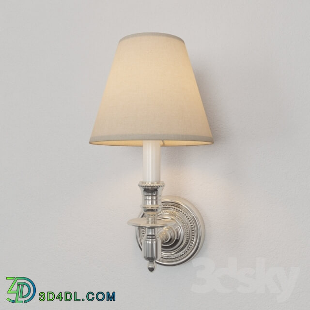 Visual Comfort Studio Single French Sconce in Polished Nickel with Tissue Shade S2110PN T