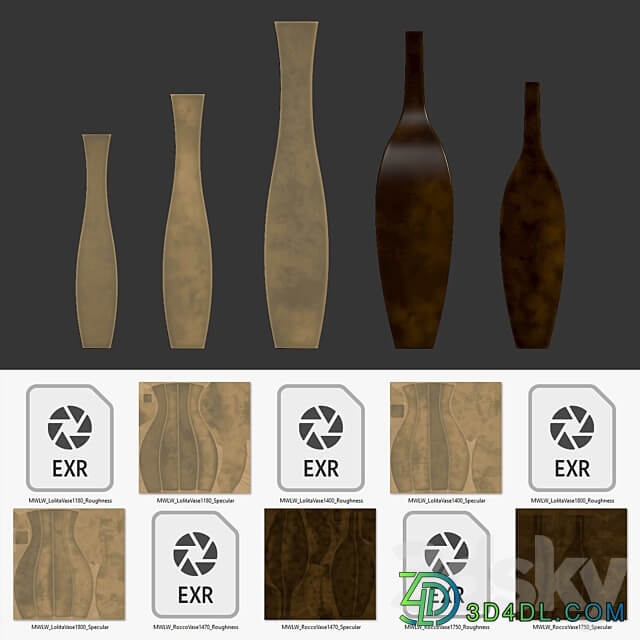 Tall metal vases 3D Models